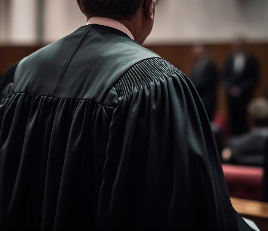 Foto de um advogado no tribunal